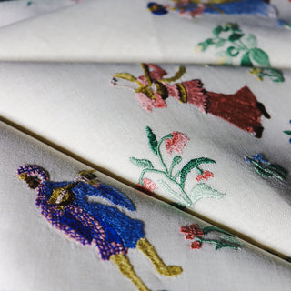 Rare Countess Rapisardi Medieval Musicians Embroidered 8 Placemats 8 Napkin Set 