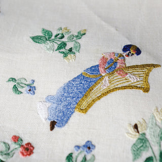 Rare Countess Rapisardi Medieval Musicians Hand Embroidered Placemat Napkin Set