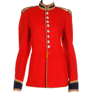Vintage Royal Horse Guard Bandsman & Trumpeter Red Wool Jacket w Epaulettes Made in England 