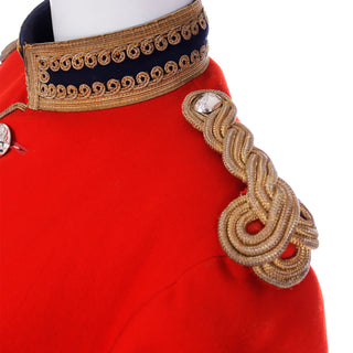 Vintage Royal Horse Guard Bandsman & Trumpeter Red Wool Jacket w Epaulettes England