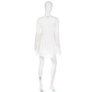 Fine Saint Laurent Paris White Cotton Voile Lace Trimmed Babydoll Tunic Top