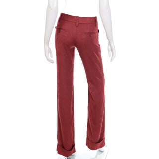2000s Deadstock Dolce & Gabbana Burgundy Silk Pants with Original Tags