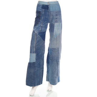1970s Vintage Simis Multi Wash Patchwork Distressed Denim Jeans & Shirt Outfit