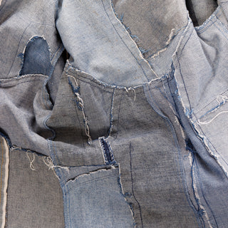 Distressed 1970s Vintage Simis Multi Wash Patchwork Denim Jeans & Shirt Outfit
