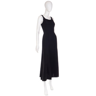 1990s Claude Montana Long Black Vintage Dress w/ Wrap Style Skirt