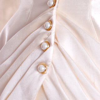 Rare Thierry Mugler Cream Silk Evening Dress Alternative Jacket & Skirt and pearl buttons