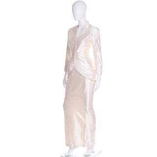 Rare Thierry Mugler Cream Silk Evening Dress Alternative 2 pc Jacket & Skirt