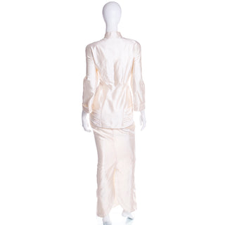 Rare Thierry Mugler Cream Silk Evening Dress Alternative Jacket & Long Skirt