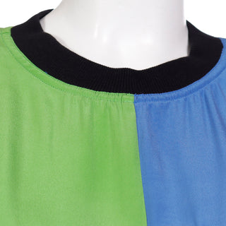 Vintage 1980s Emanuel Ungaro Parallele Colorblock Silk Sweatshirt Style Top M/L
