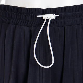 2000s Valentino Black & White Drawstring Knit Skirt w Lace Trim