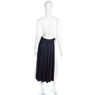 2000s Valentino Black & White Drawstring Knit Pleated Skirt w Lace