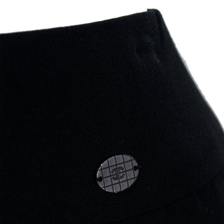 2001 Spring Summer Chanel Black Wool Skirt W CC Logo Monogram 