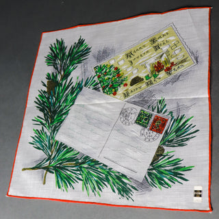 Vintage Holiday Postcard Handkerchief w Original Fisba Switzerland Tag Unused