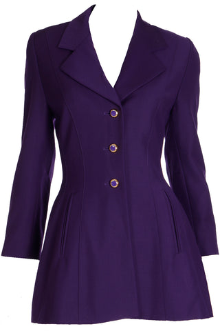 1990s Escada Margaretha Ley Purple Wool Blazer Jacket