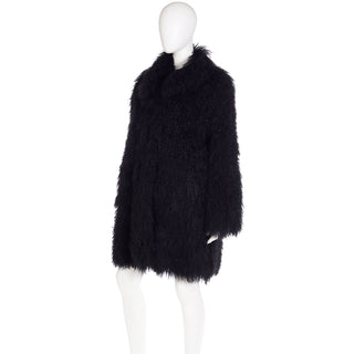1995 Escada Couture Black Mongolian Lambswool Fur Coat