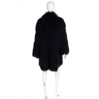 1995 Escada Couture Black Mongolian Lambswool Fur Coat