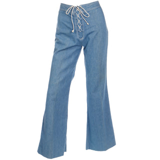 Corset Tie 1970s Faded Glory Denim Blue Jeans Vintage