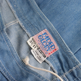 1970s Vintage Faded Glory Denim Blue Jeans w Corset Ties 100% Cotton
