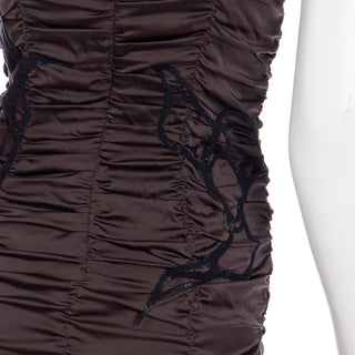 Vintage Jitrois Silk Dress w Black Lambskin Leather Beaded Appliques