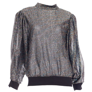Vintage 1970s Silver Lurex Iridescent Pullover Tinsel Top sweatshirt styling