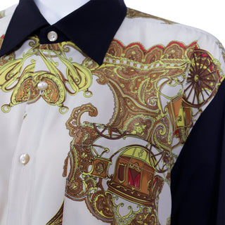 1980s Vintage Ungaro Pour l'Homme Paris Baroque Shirt with Carriages