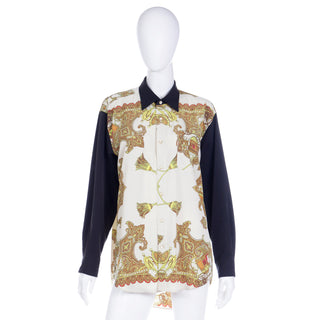 1980s Vintage Ungaro Pour l'Homme Paris Baroque Print Shirt