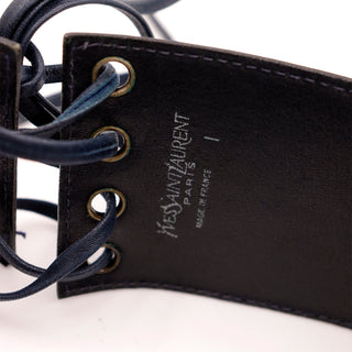 1980s Yves Saint Laurent Paris Midnight Leather Corset Laced Belt