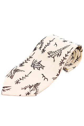 Vintage Rare Yohji Yamamoto Rare Tie Bird Lizard Art Silk Mens Necktie