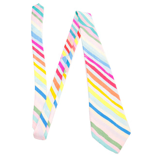 Vintage Yohji Yamamoto Tie Abstract Stripe Rainbow Silk Mens Necktie