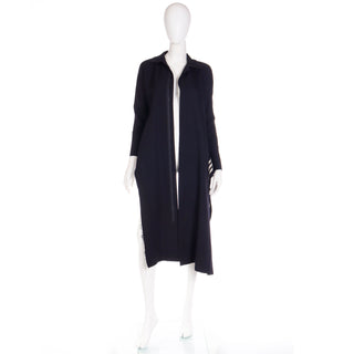 Fall 2001 Yohji Yamamoto Avant Garde Asymmetrical Deconstructed Black Coat w White Stripes
