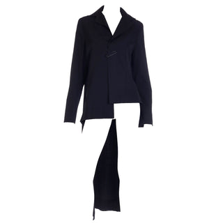 Vintage Fall 2001 Yohji Yamamoto Tuxedo Style Asymmetrical Jacket w Safety Pin Closure Size 3