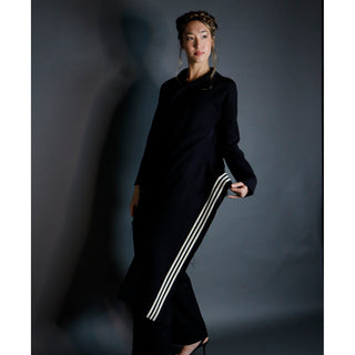 Fall 2001 Yohji Yamamoto Avant Garde Black Coat w White Stripes On one side