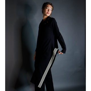 Vintage Fall 2001 Yohji Yamamoto Avant Garde Black Coat w White Stripes