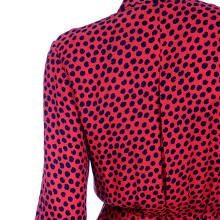 1980s Yves Saint Laurent Rive Gauche Red & Black Abstract Print Silk Dress