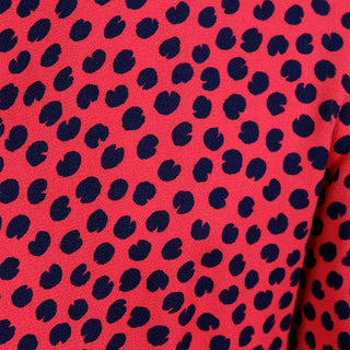 1980s Yves Saint Laurent Red & Black Abstract Print YSL Vintage Silk Dress