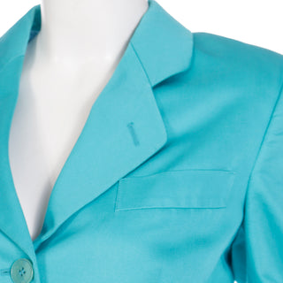 Giorgio Armani Bright Blue Longline Menswear Style Women's Blazer Jacket