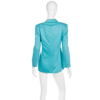 Giorgio Armani Bright Blue Designer Longline Blazer Jacket