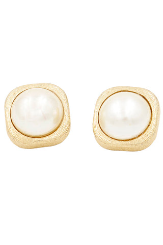 1980s Christian Dior Vintage Pierced Earrings with Faux Pearls