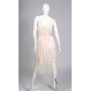 1920s Pale Pink Silk & Butterfly Lace Sleeveless Nightgown
