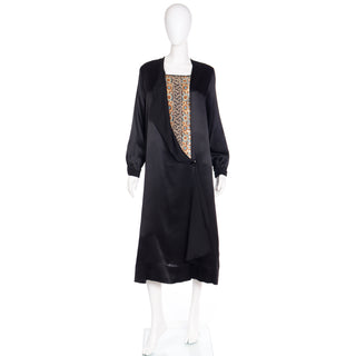 Vintage 1920s Black Silk Flapper Dress With Intricate Hand Embroidery