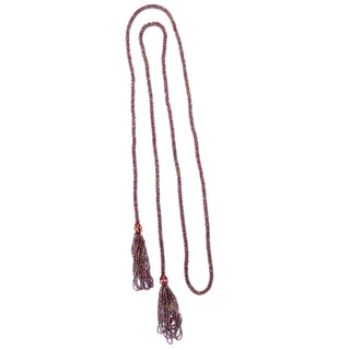 1920s Sautoir Flapper Necklace W Purple & Red Beads & Fringe