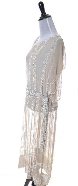 1920's Beaded Vintage Silk Flapper Dress - Dressing Vintage