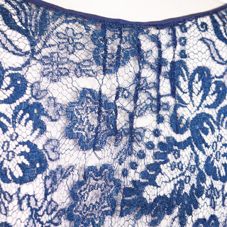 1930s Vintage Blue Floral Lace Dress Evening dress