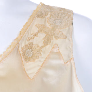 ON HOLD // 1930s Golden Silk Lace Vintage Embroidered Nightgown
