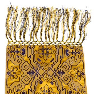 1930s Turkish Gold & Bronze Metallic Vintage Scarf w/ Silk Tassels