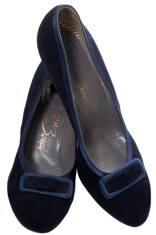 Vintage Evins 1940s Blue Velvet shoes 8.5 M - Dressing Vintage
