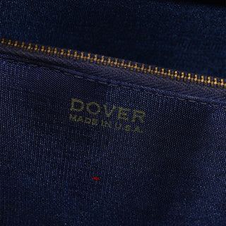 1950s Dover Navy Blue Linen Vintage Oblong Handbag w/ Lucite Top Handle