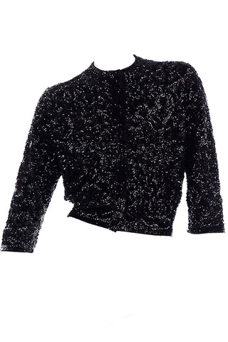 1950s Vintage Sequin Black Cashmere Sweater