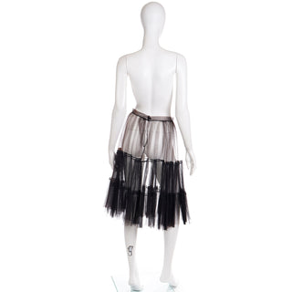 1950s Vintage Black & Brown Sheer Tiered Tulle Crinoline Skirt or slip 