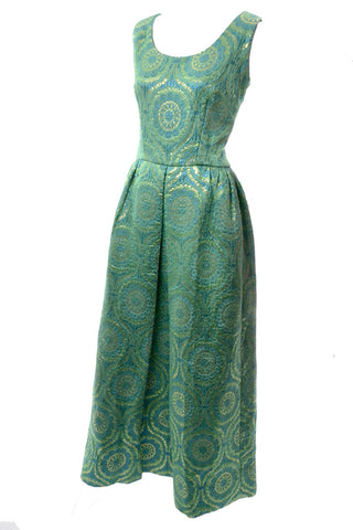 Green and Gold Vintage 1960's Long Dress